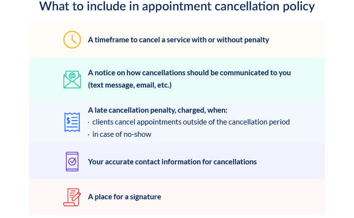 What to include in an appointment cancellation policy