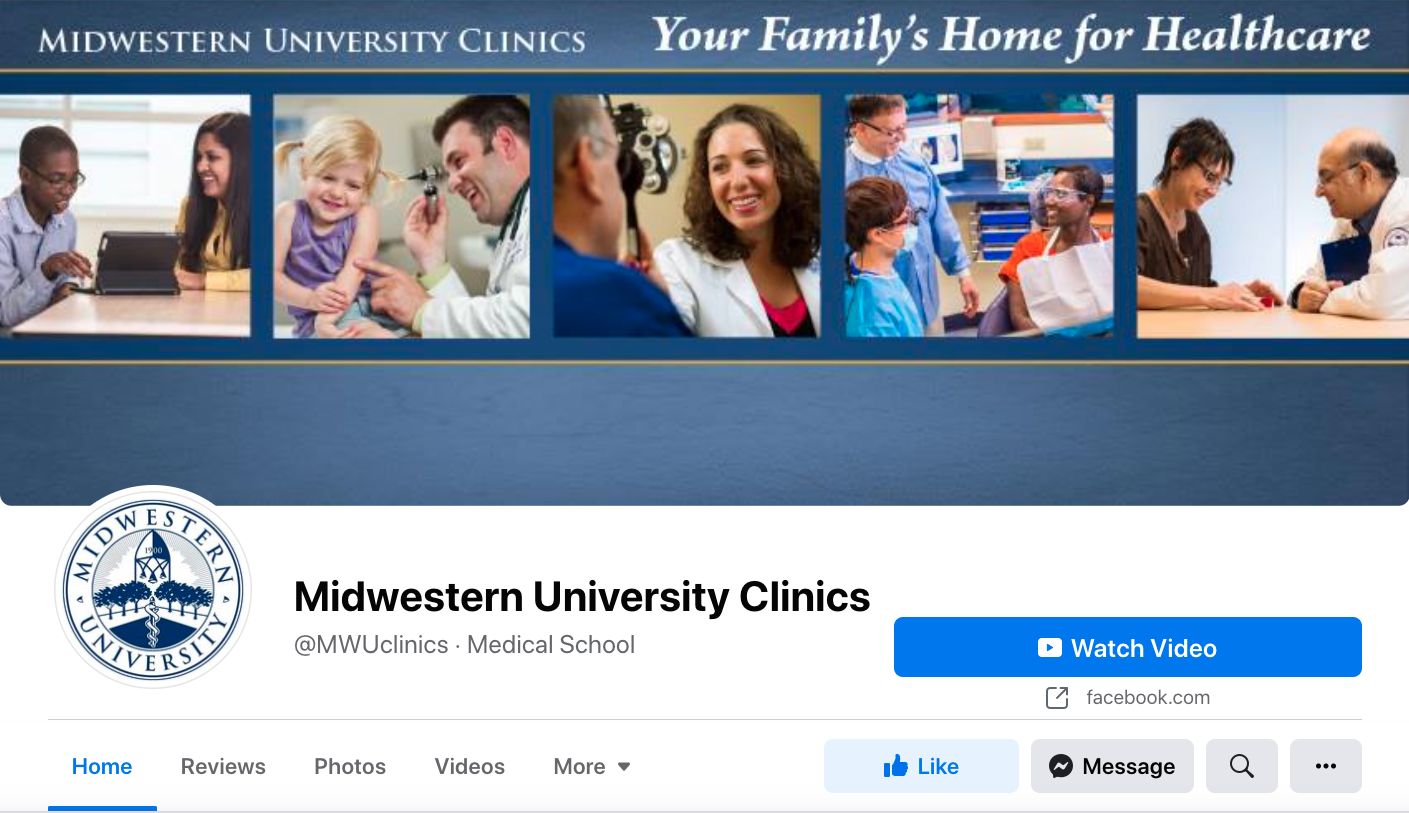 sample of a clinic's FB profile