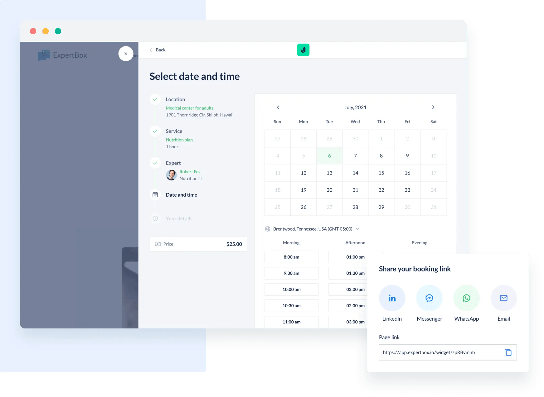 ExpertBox scheduling service